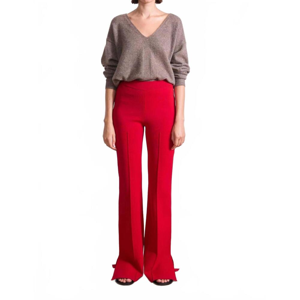 NEW APIECE APART hana pull on full flare pants in deep red